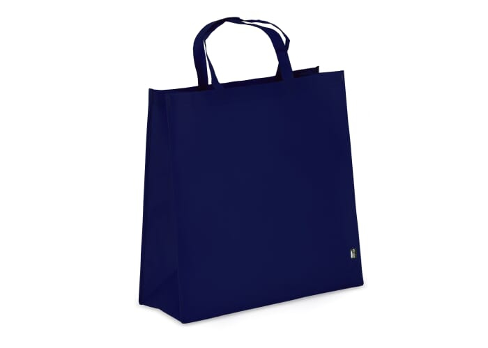 Tote-bag à soufflet publicitaire rPET non tissé 75g Bleu foncé